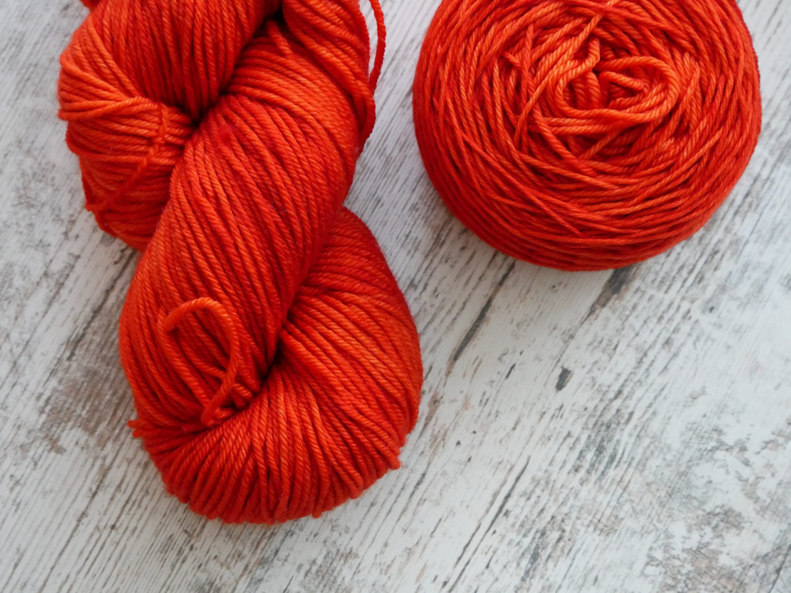 skeins of red yarn