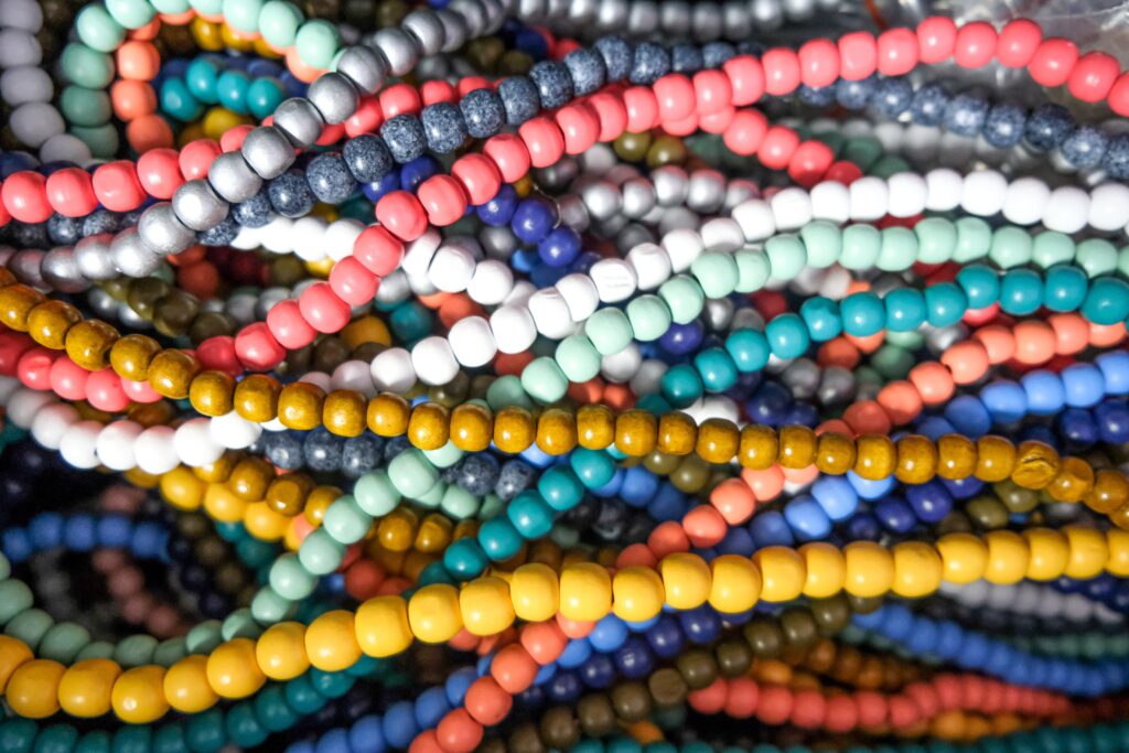 strings of colored beads