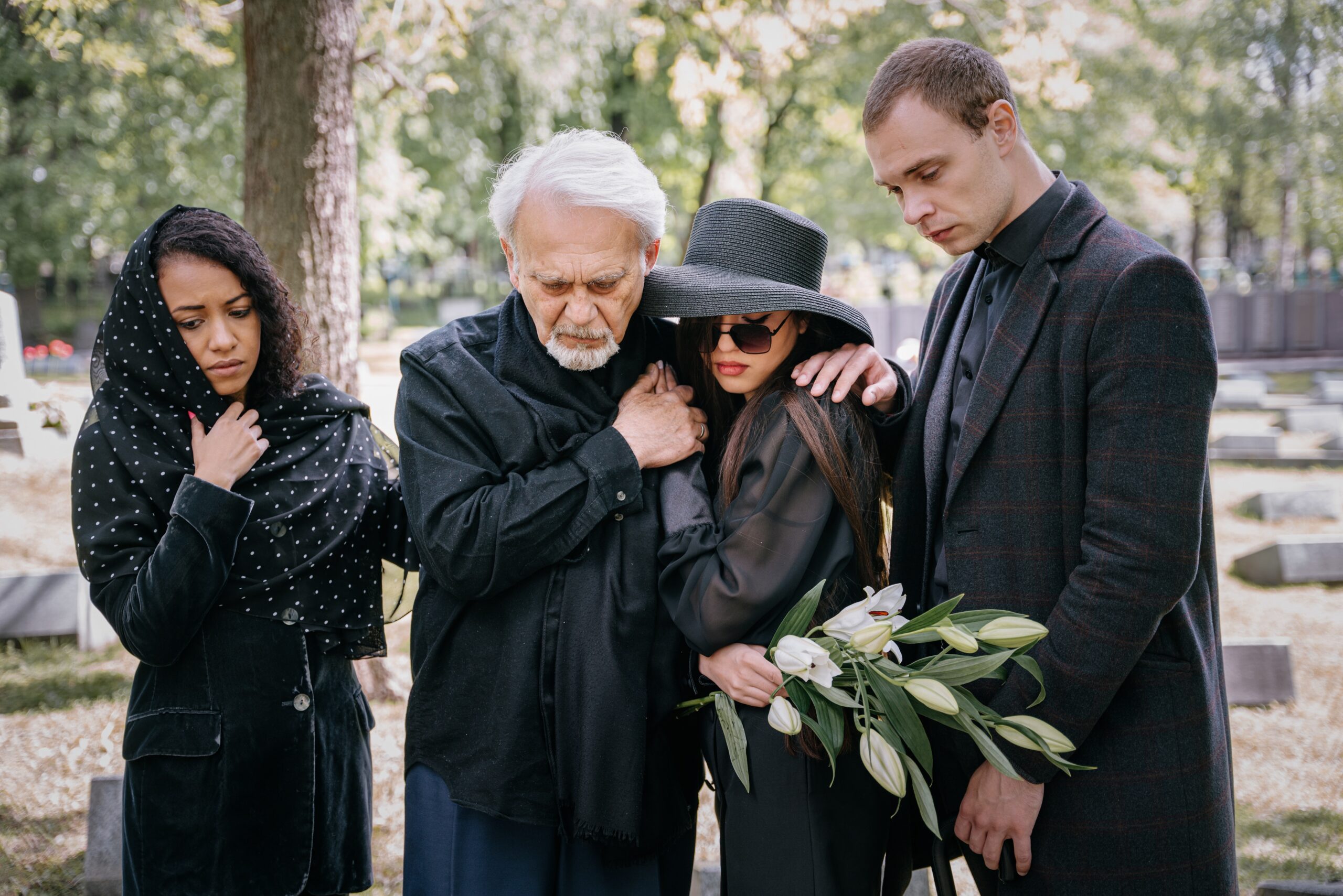 mourners at cemetery