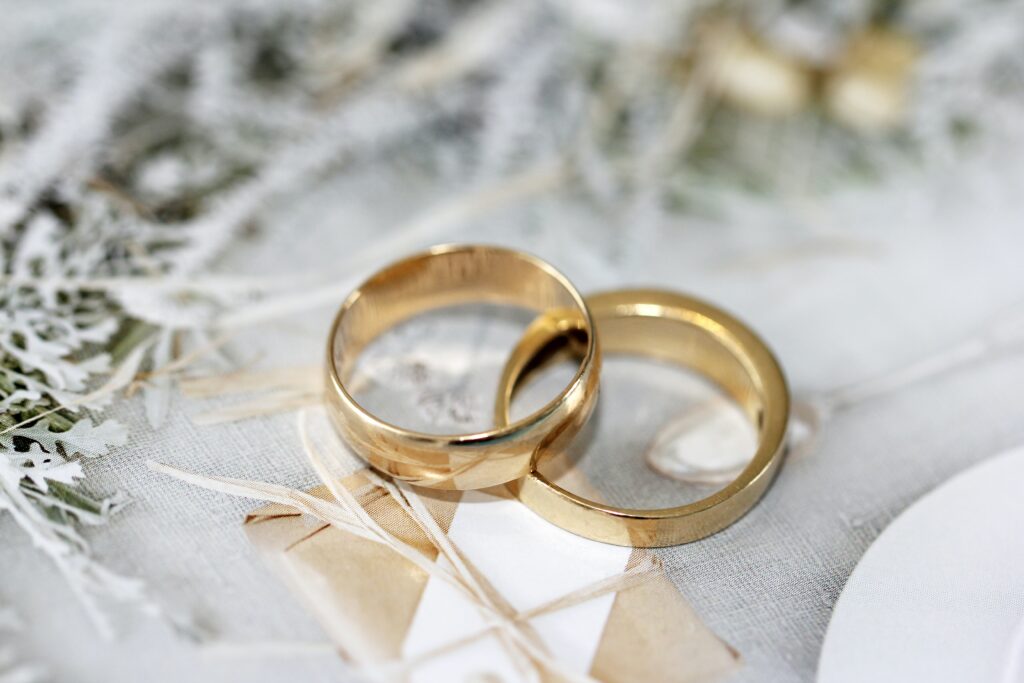 two simple gold wedding bands