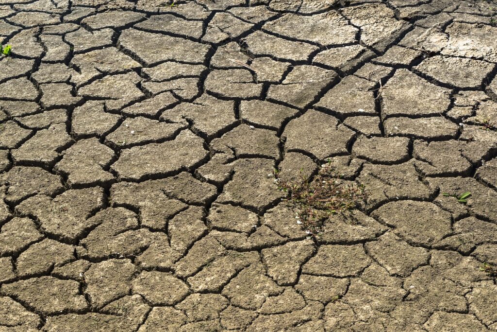 a picture of dried ground from a drought