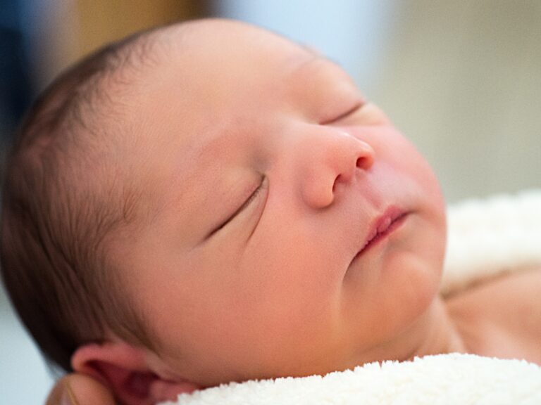 face of newborn baby