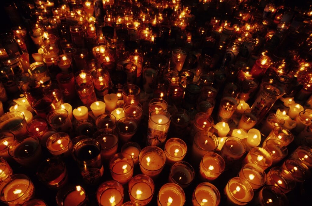 a photo of many candles