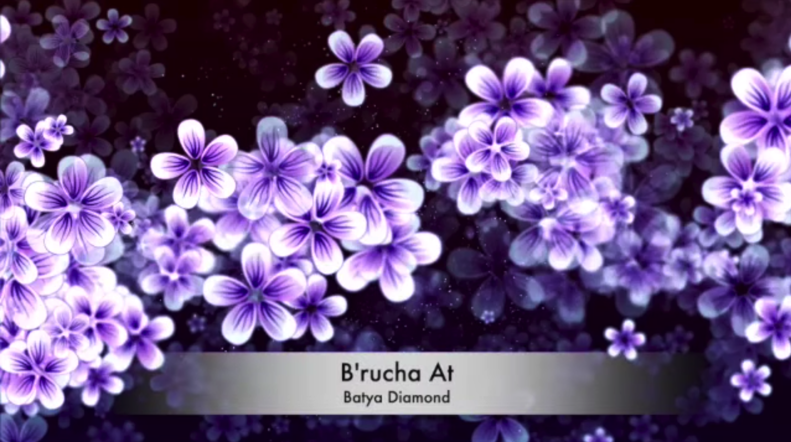 purple flowers with a banner reading brucha at bayta diamond