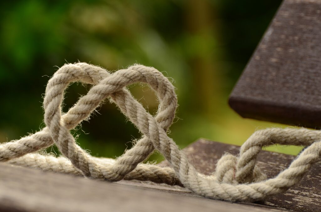 twine tied in the shape of a heart