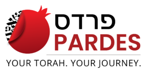 Pardes logo of red pomegranate over black and red text 