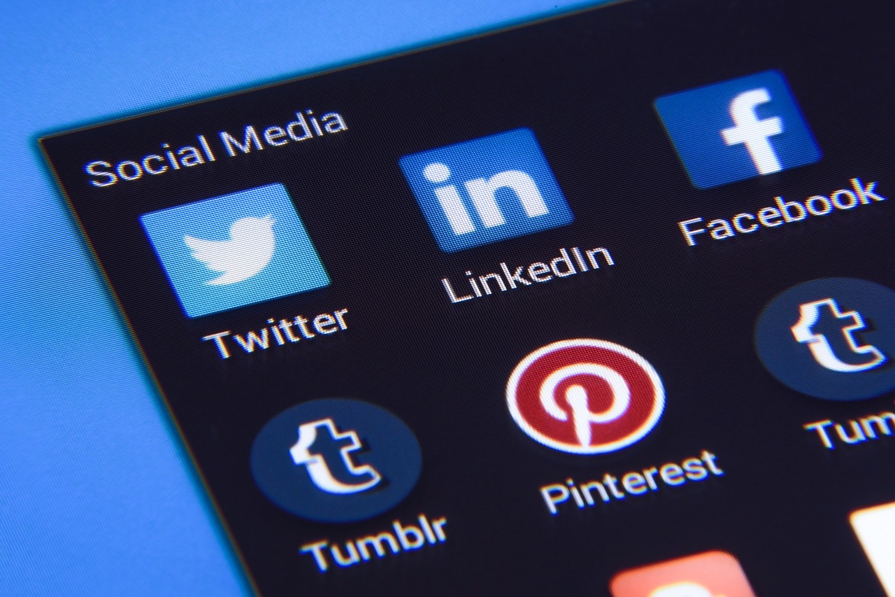 a screen showing various social media icons