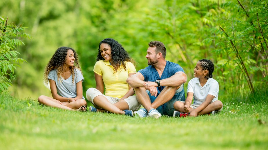 African-American family enjoying nature