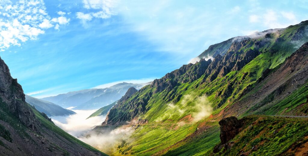 mountains stretching across the sky