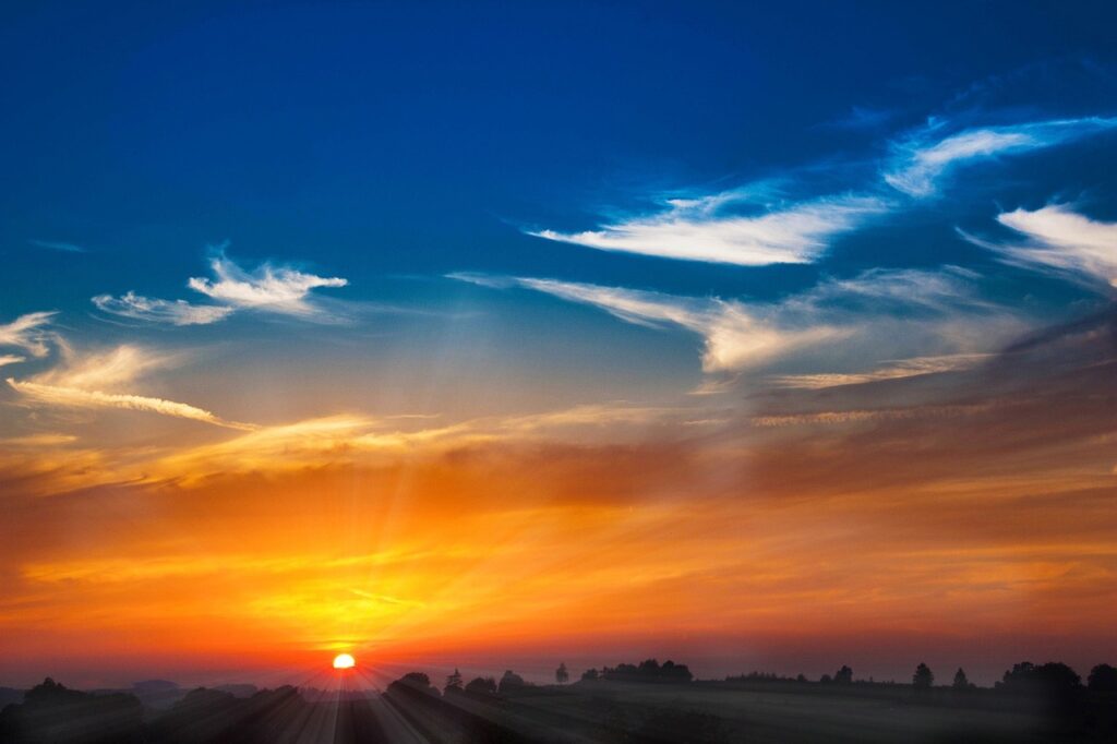 sunset over the clouds