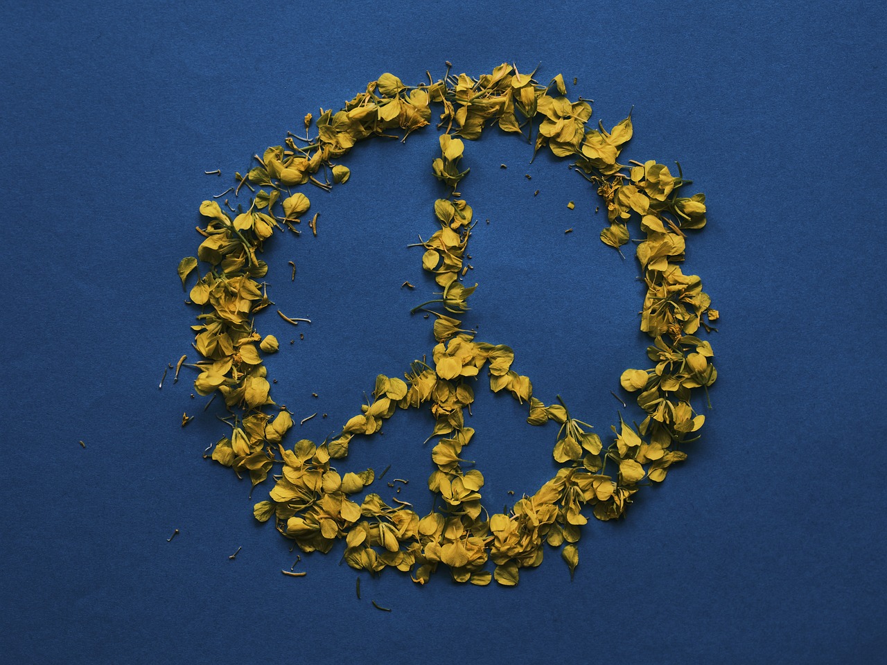 a peace sign made of leaves