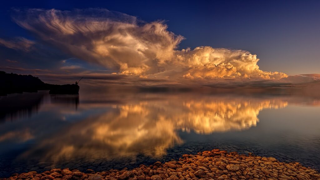 clouds reflected in the sea