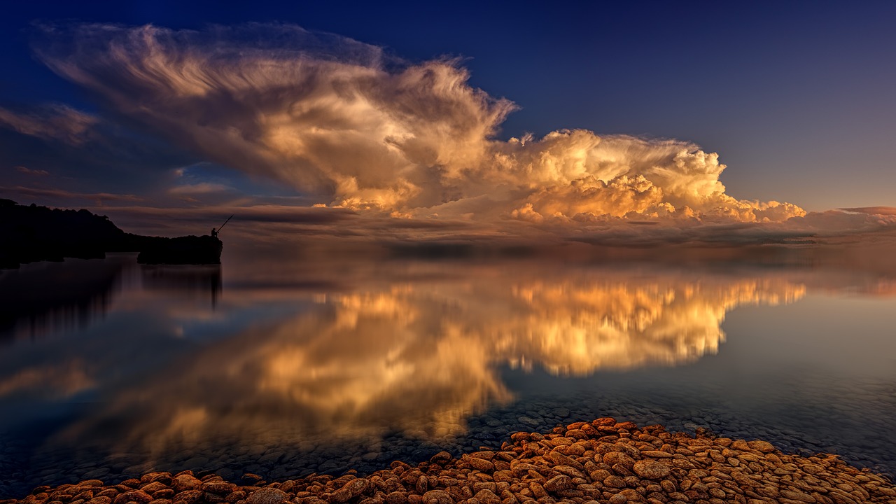 clouds reflected in the sea