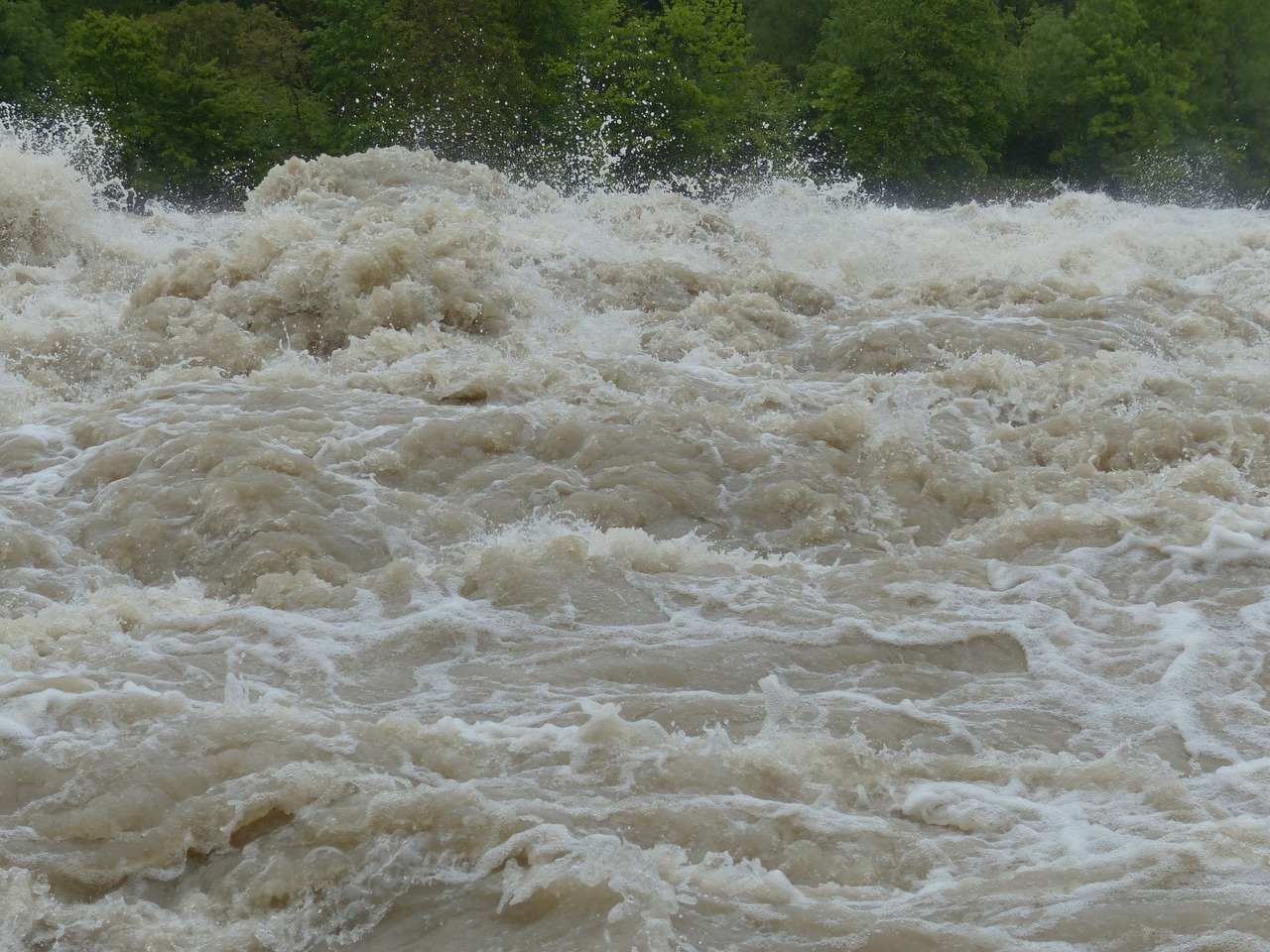 the raging waters of a flood