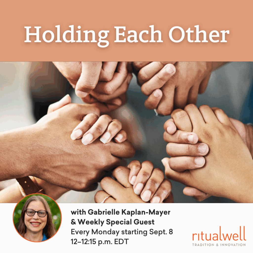 A diverse group of hands gently holding each other, promoting unity; event details and portraits below.