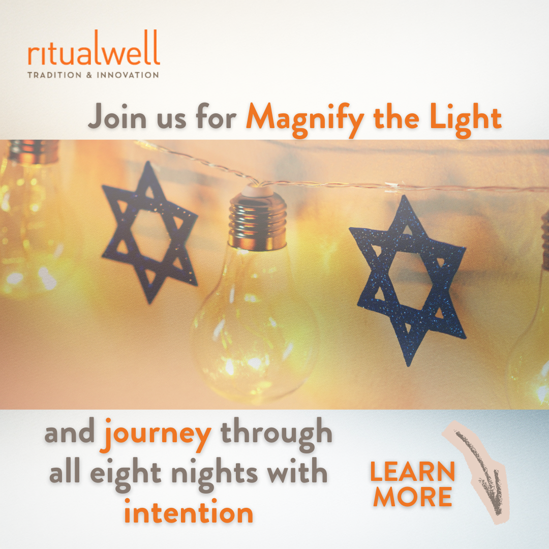 Hanukkah lights and Stars of David hang, inviting viewers to join a celebration for all eight nights.
