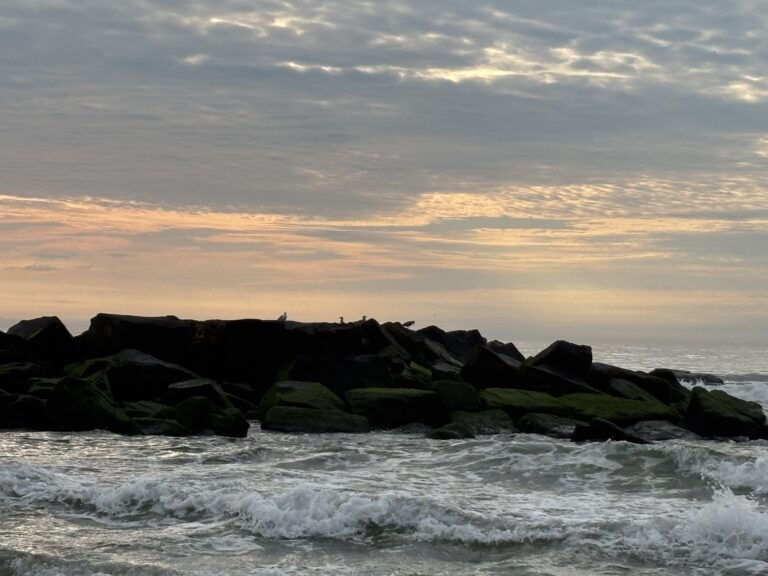 the ocean under a sunrise