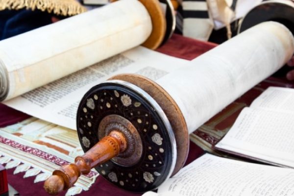 an open Torah scroll