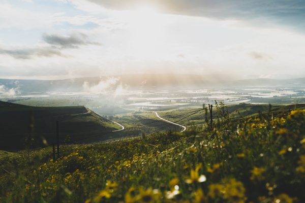 green mountains and bright cloudy sky in northern israel