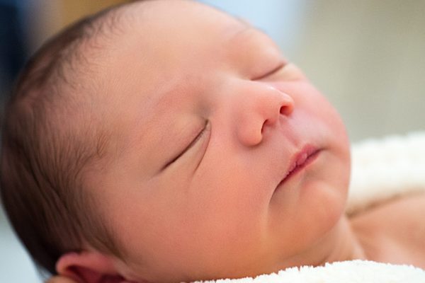 face of newborn baby