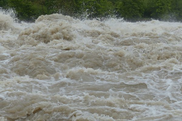 the raging waters of a flood