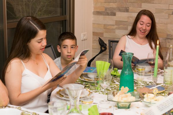 children sitting at a Passover table