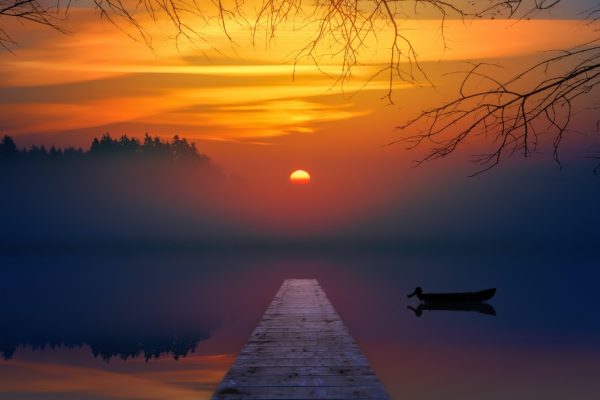 view of an orange and red sunset
