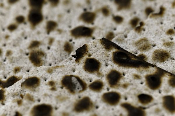 closeup of matzah