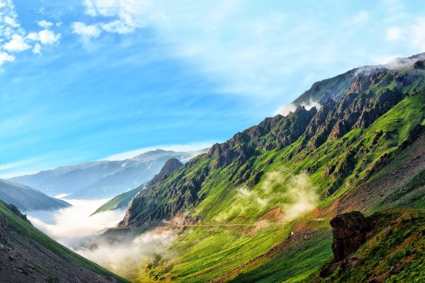 mountains stretching across the sky