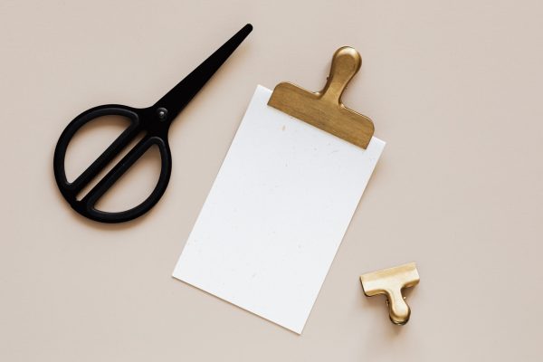 scissors paper and clips