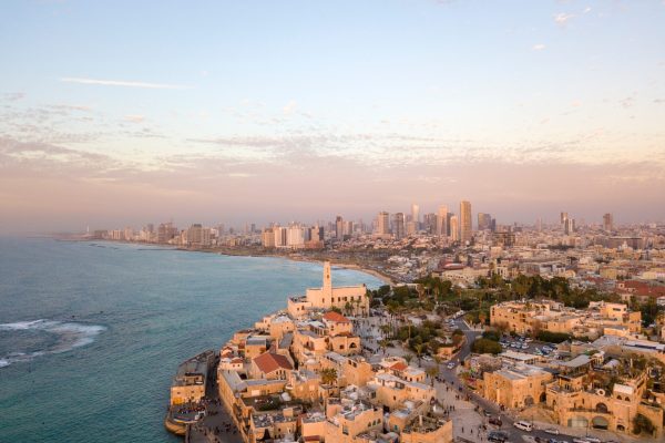 a skyline in Israel, overlooking the Sea