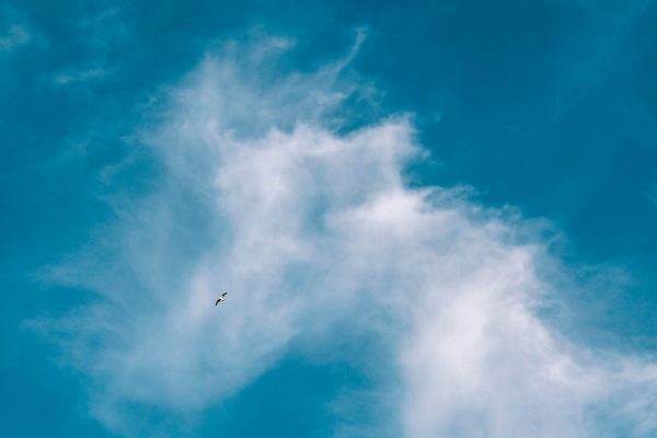 clouds in a bright blue sky